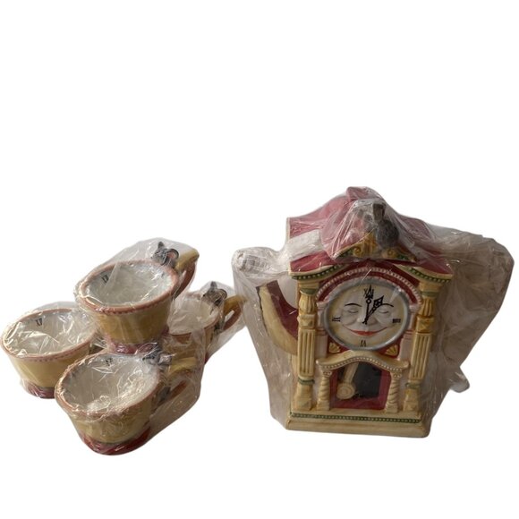 Dept 56 Storybook Hickory Dickory Dock Handpainted Ceramic Teapot Tea Set Retire - Picture 5 of 11